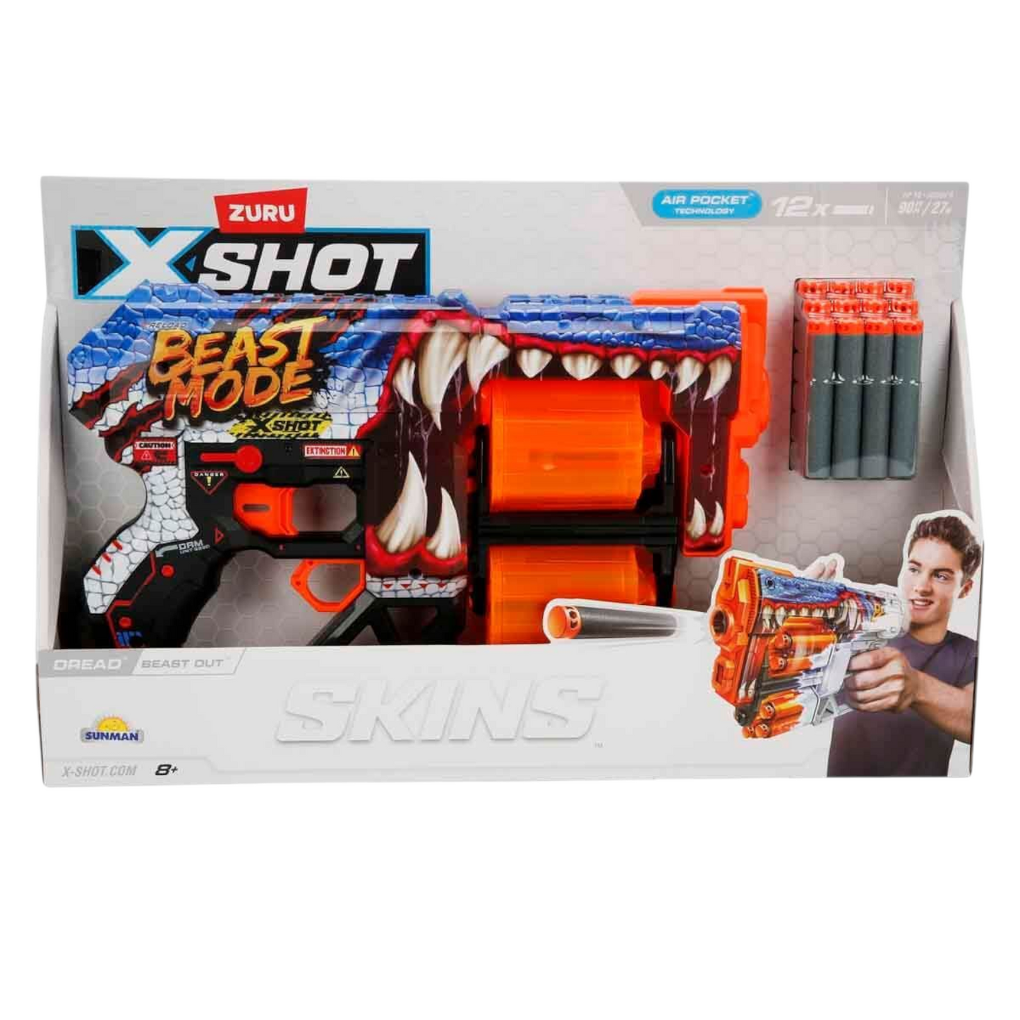 Zuru - X-Shot Skins Dread Beast Out with 12 Soft Bullets