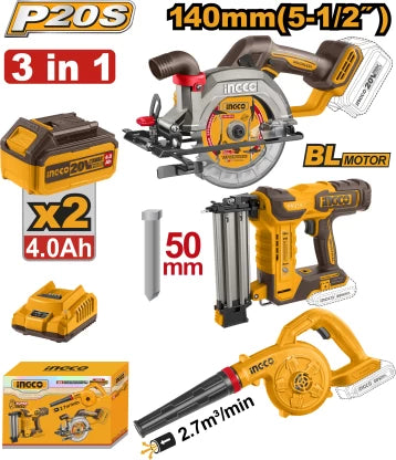 Ingco 20V 3-Piece Cordless Combo Kit -COSLI240683