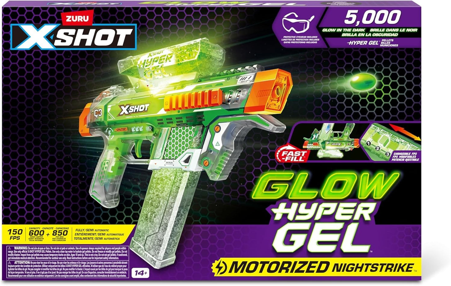Zuru X-Shot Hyper Gel Glow In The Dark NightStrike Blaster