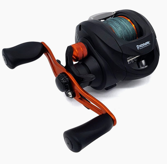 Pioneer Crossfire XB Baitcasting Fishing Reel with free spooled 20Lb Braided Line