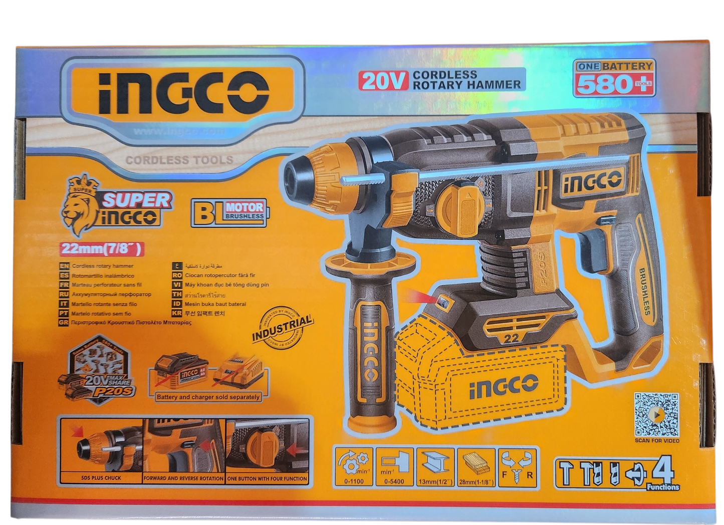 Ingco Cordless Rotary Hammer Drill 20V 22mm - CRHLI21228