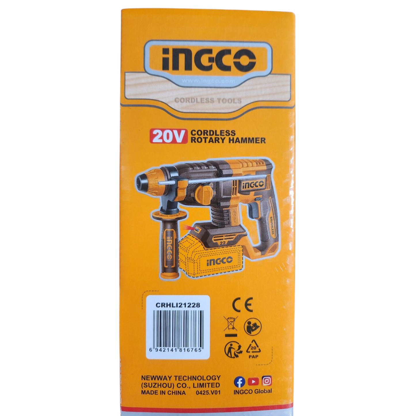Ingco Cordless Rotary Hammer Drill 20V 22mm - CRHLI21228