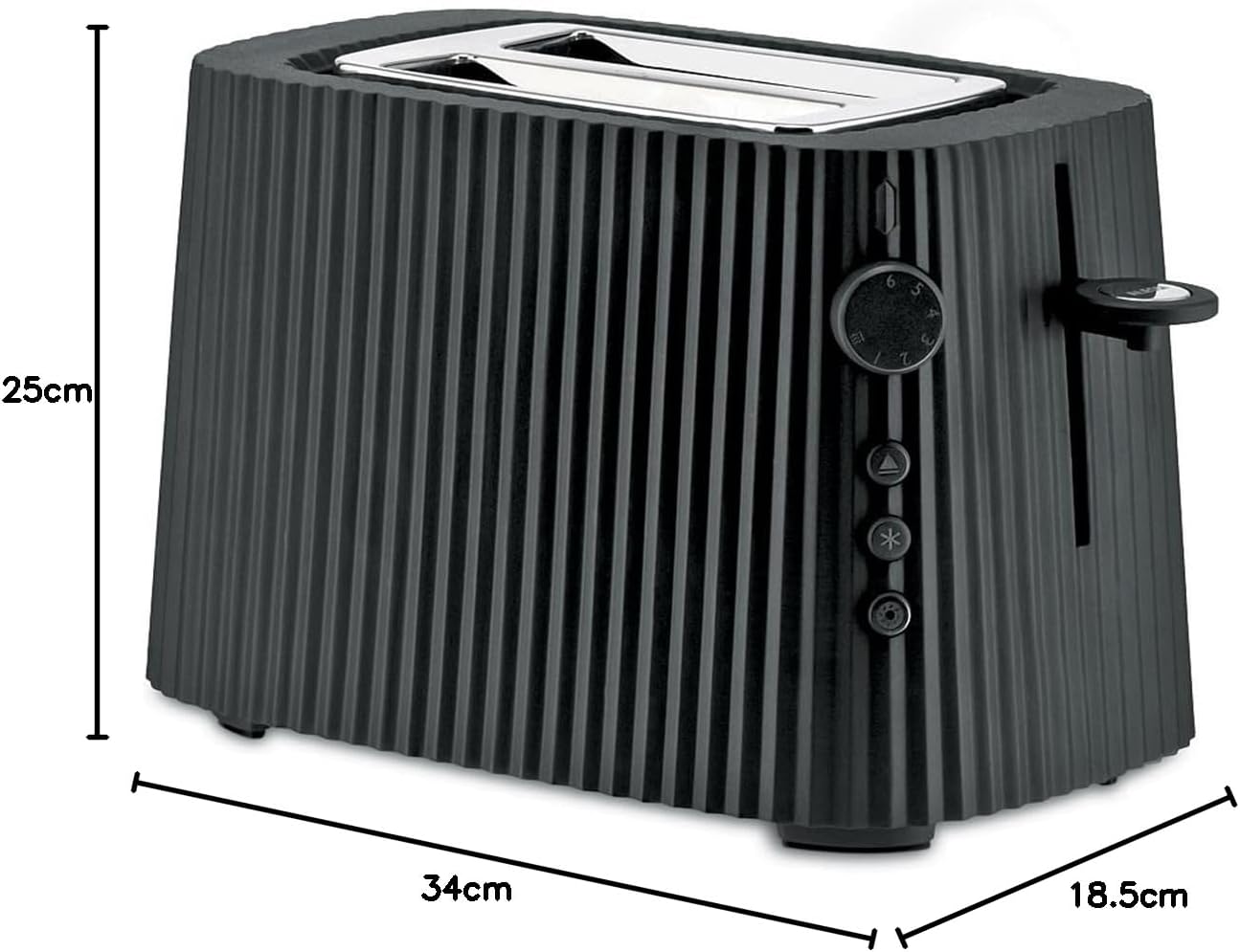 Alessi Plissé MDL08 - 2 Slice Toaster Black