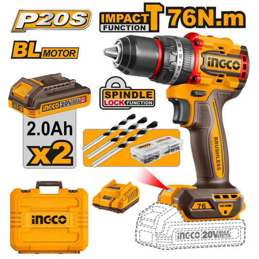INGCO 3PC COMBO KIT, IMPACT DRILL + LASER DISTANCE MEASURE + SELF-LEVELLING LASER - COSLI250511
