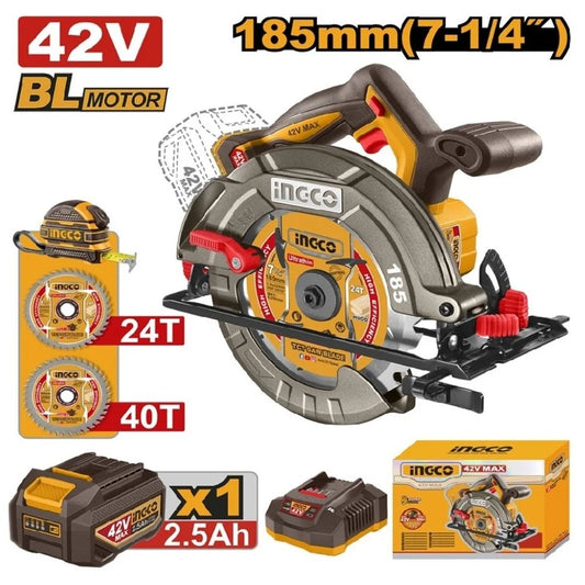 Ingco Cordless 42V Circular Saw Brushless 185mm Kit - CSLI4218511