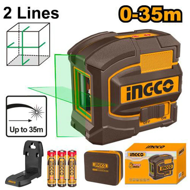 INGCO 3PC COMBO KIT, IMPACT DRILL + LASER DISTANCE MEASURE + SELF-LEVELLING LASER - COSLI250511